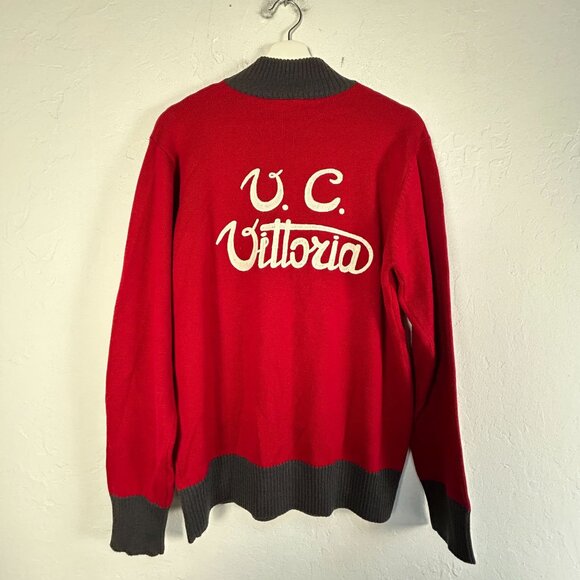 Woolistic Fine Merino Sportswear U.C. Vittoria Red 1/4 Zip Sweater Medium Unisex - Picture 2 of 7